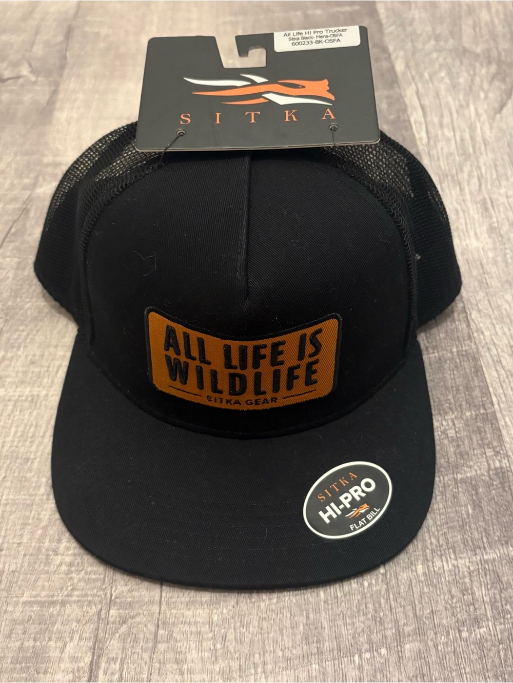 Sitka Gear All Life is Wildlife HI-PRO Trucker Hat Black NWT OSFA